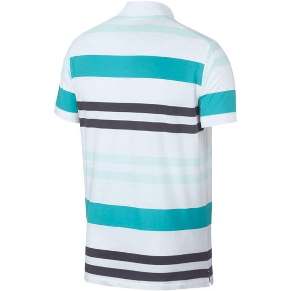 NEW Mens Small NIKE Player YT Striped OLC Golf Polo Shirt AV4172-101 White Teal - Picture 2 of 3